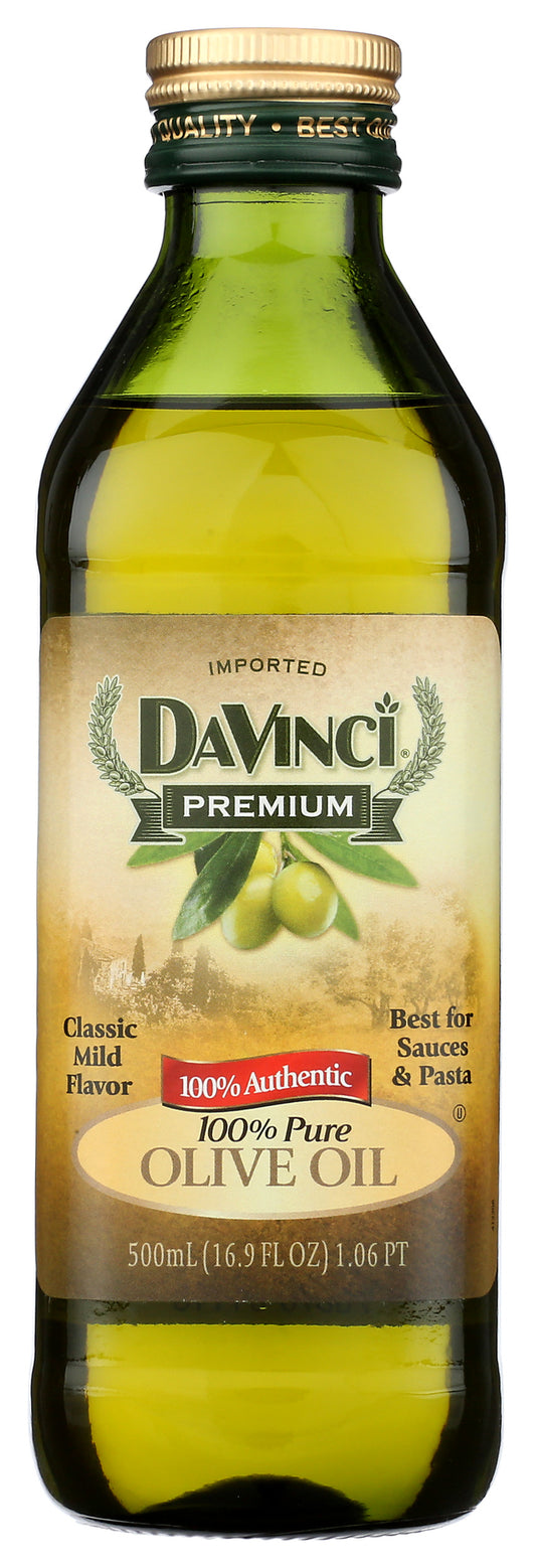 Davinci olive oil bottle on white background